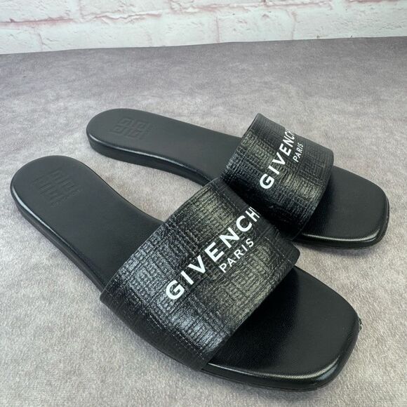Givenchy 4G Black Embossed Textured Black Slides 41 - Picture 3 of 16